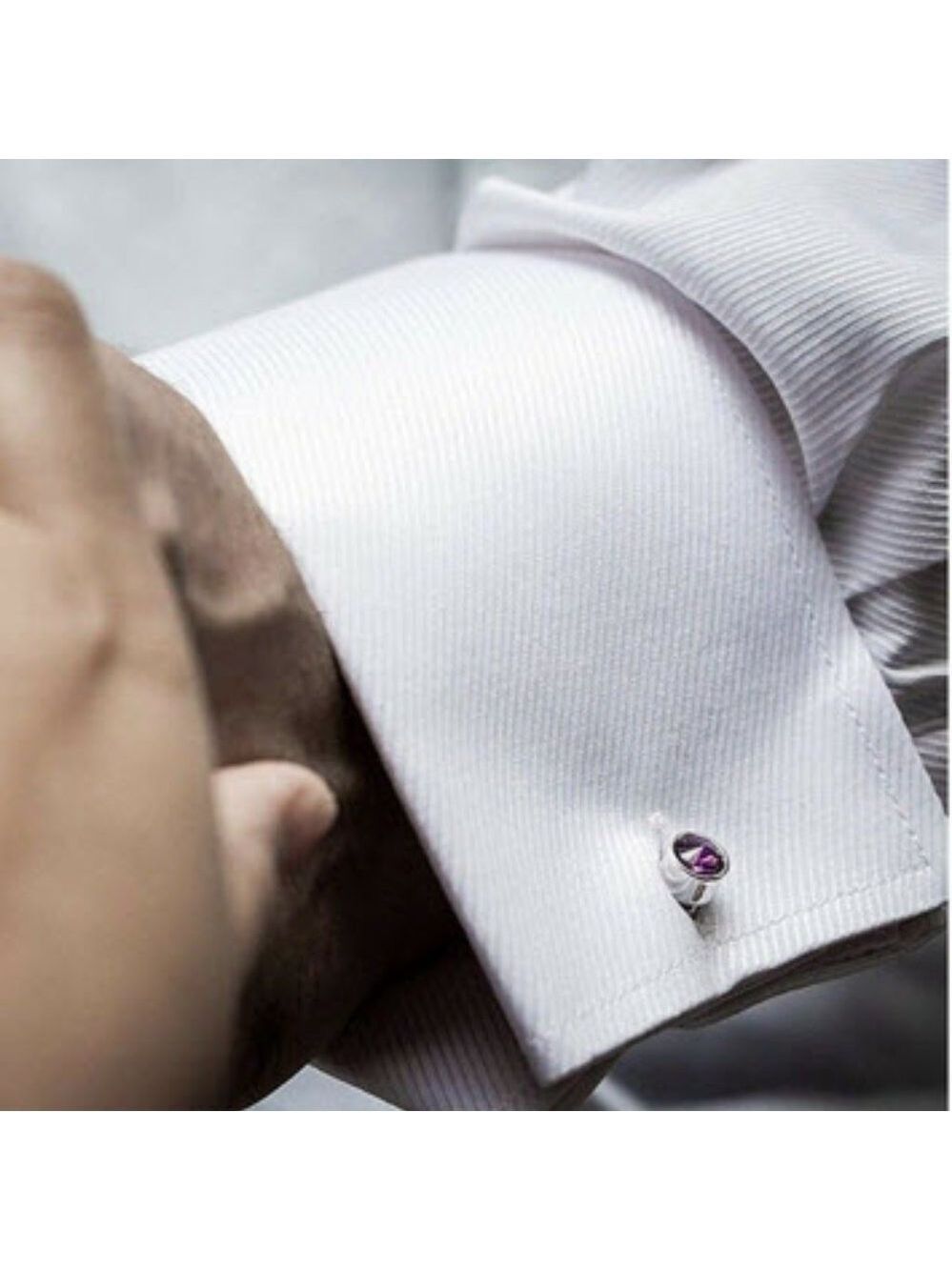 Classic Men's Lavender Dot Cufflinks - Picture 4 of 6